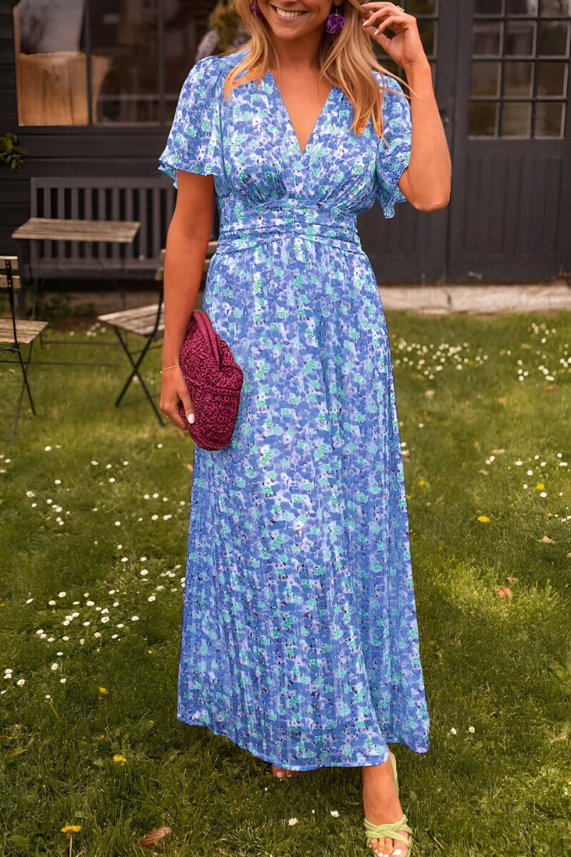 Ava | Women's Elegant V-Neck Maxi Dress with Feminine Fit-The Yellow Prime