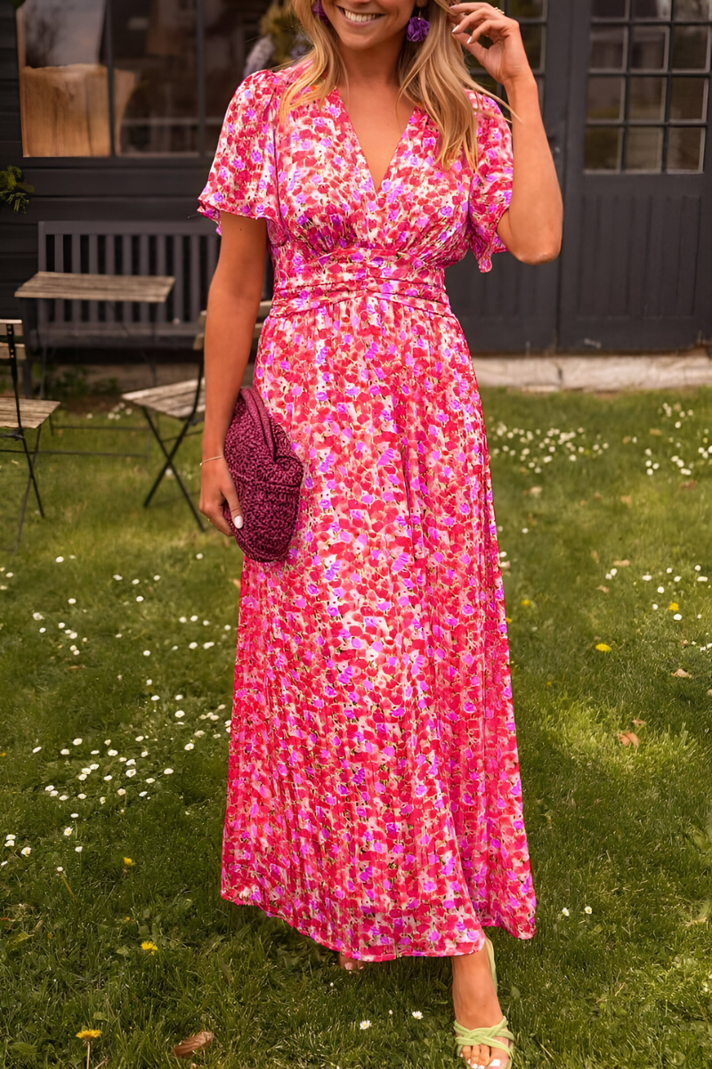Ava | Women's Elegant V-Neck Maxi Dress with Feminine Fit-The Yellow Prime