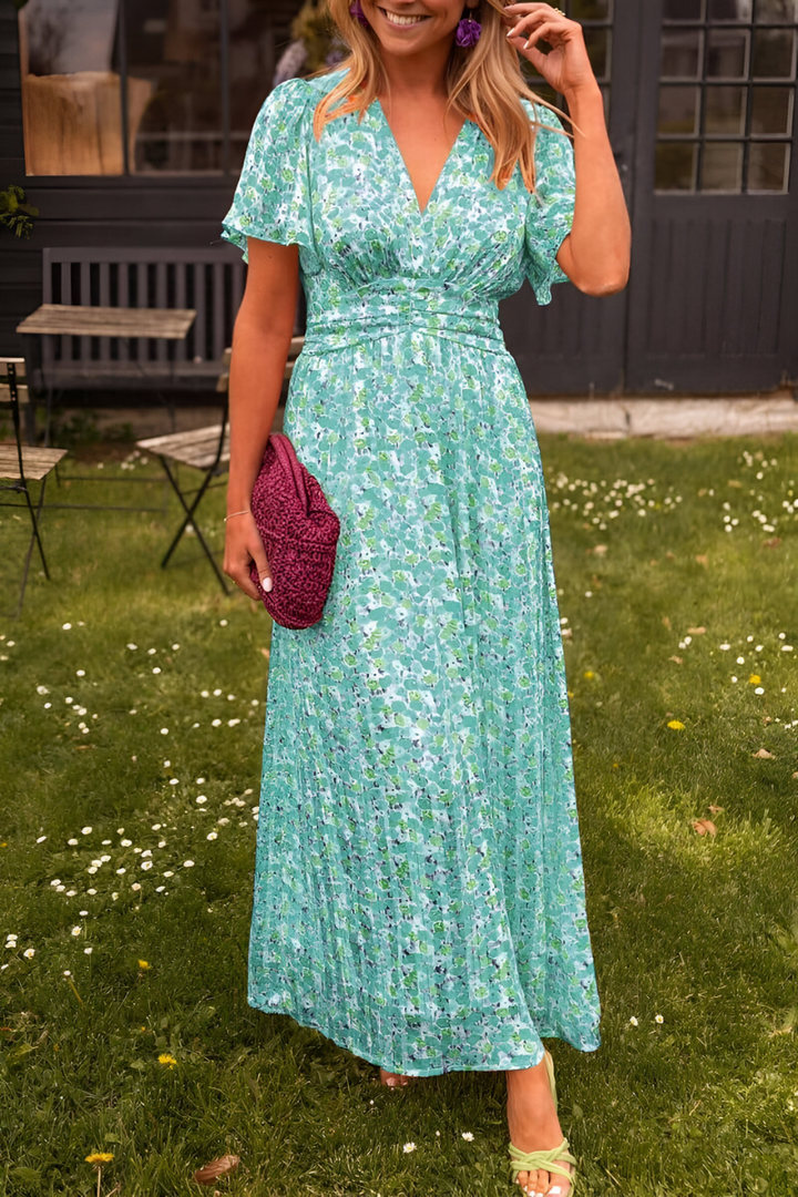 Ava | Women's Elegant V-Neck Maxi Dress with Feminine Fit-The Yellow Prime