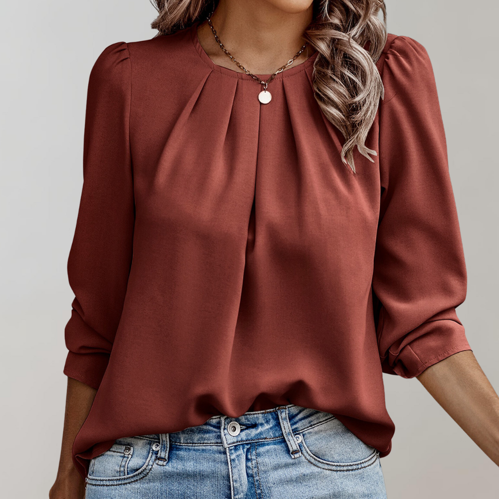 Ava | Women's Pleated Blouse-The Yellow Prime
