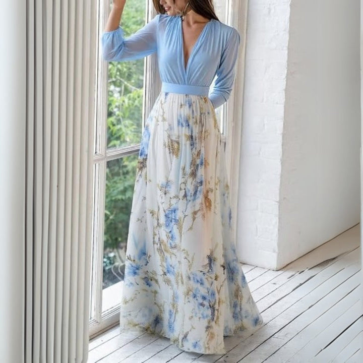 Chloe | Floral V-Neck Maxi Dress for Summer-The Yellow Prime