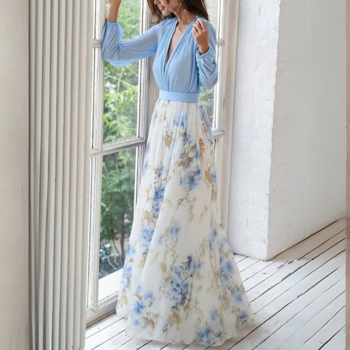 Chloe | Floral V-Neck Maxi Dress for Summer-The Yellow Prime
