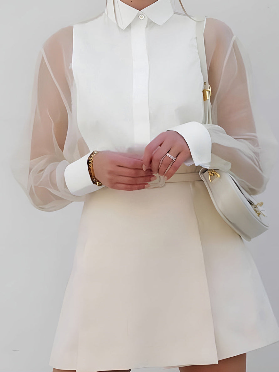 Sophia | Women's Blouse with Transparent Sleeves – Elegant, Stylish & Timeless-The Yellow Prime