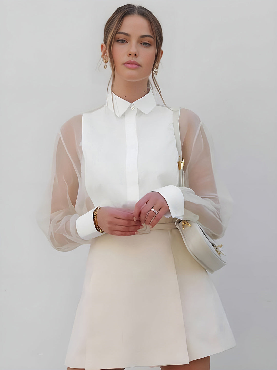 Sophia | Women's Blouse with Transparent Sleeves – Elegant, Stylish & Timeless-The Yellow Prime