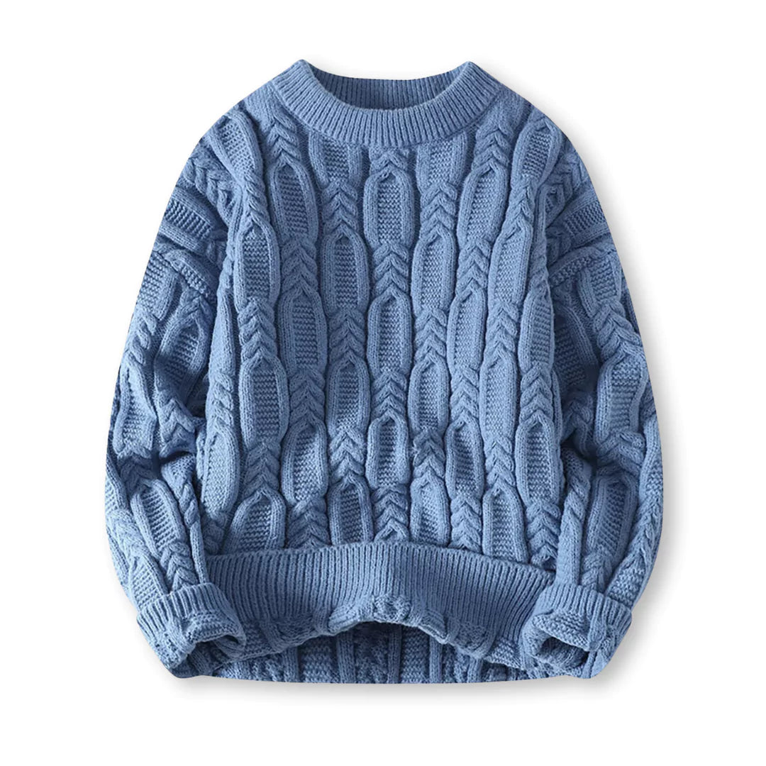 Men's Chunky Cable Knit Sweater for Winter Warmth