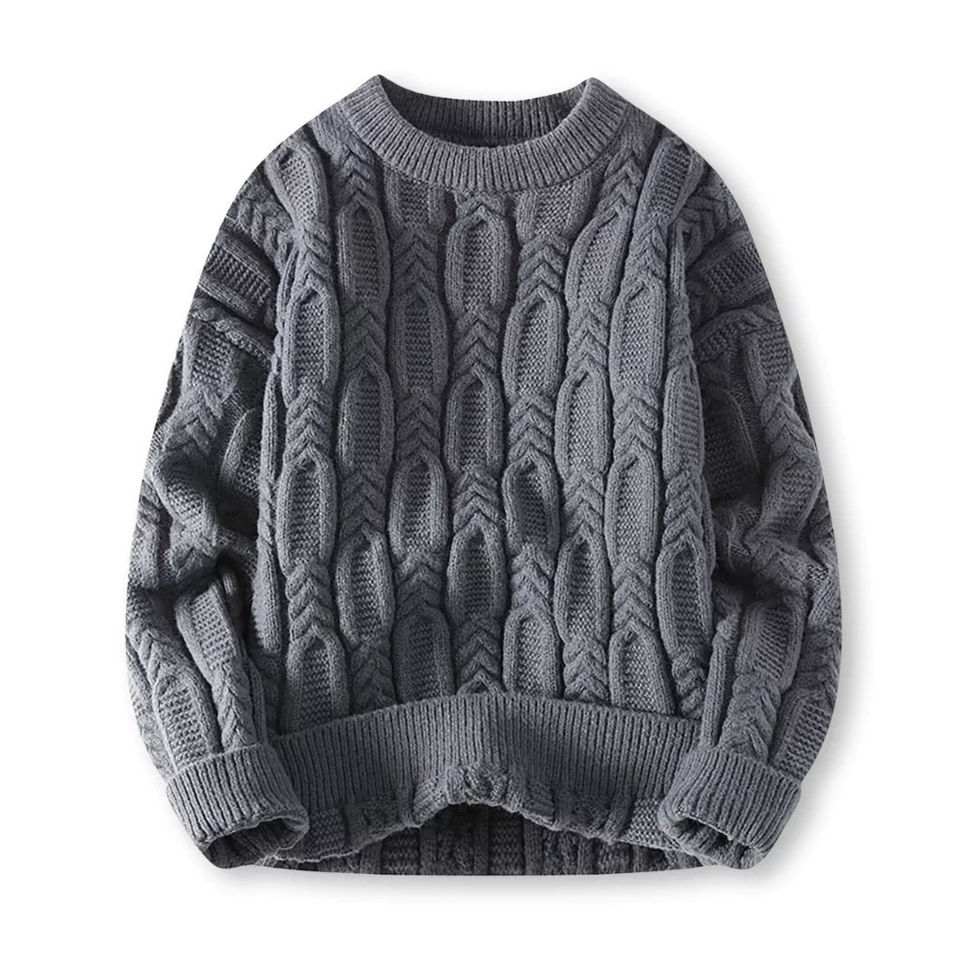 Men's Chunky Cable Knit Sweater for Winter Warmth