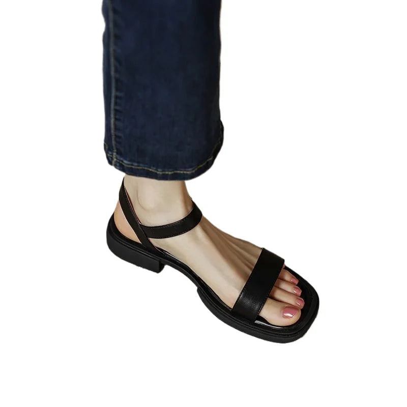 Basilia | Women's Open Toe Strappy Flat Sandals-The Yellow Prime