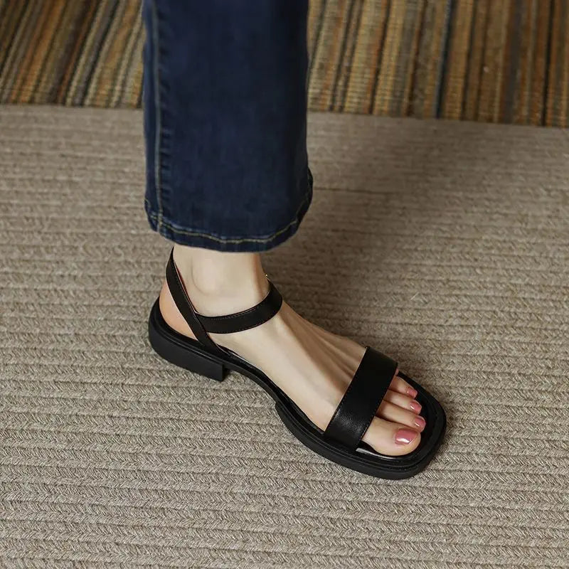 Basilia | Women's Open Toe Strappy Flat Sandals-The Yellow Prime