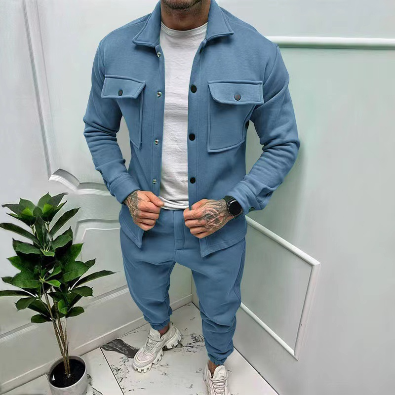 Men's Comfortable Cotton Set – Casual Jacket with Pockets & Classic Pants-The Yellow Prime