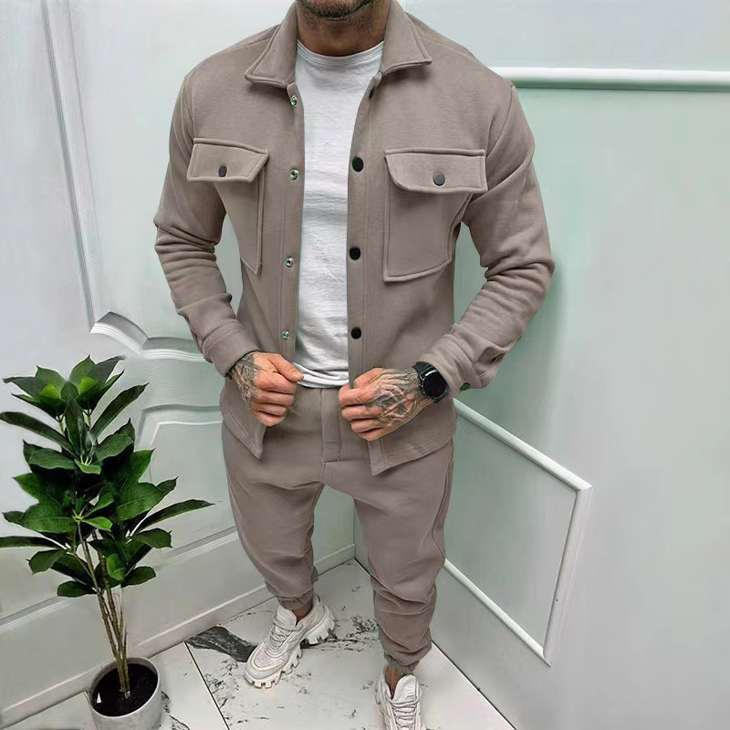 Men's Comfortable Cotton Set – Casual Jacket with Pockets & Classic Pants-The Yellow Prime
