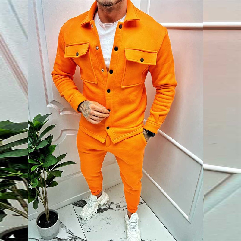 Men's Comfortable Cotton Set – Casual Jacket with Pockets & Classic Pants-The Yellow Prime
