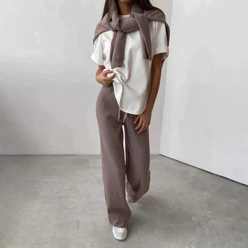 Women's Cozy Cashmere Loungewear Set – Soft Relaxed Fit for Home-The Yellow Prime