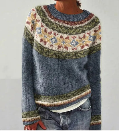 Pull en maille pour femme à motif scandinave coloré