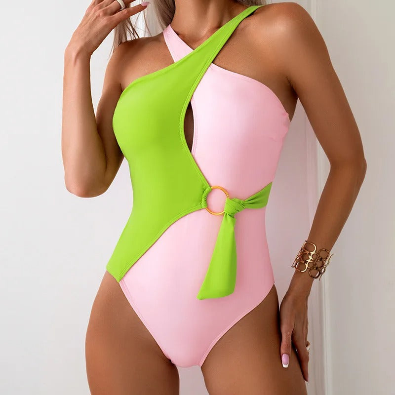 Brenda | Women's Stylish Swimsuit with Trendy Contrast Design-The Yellow Prime