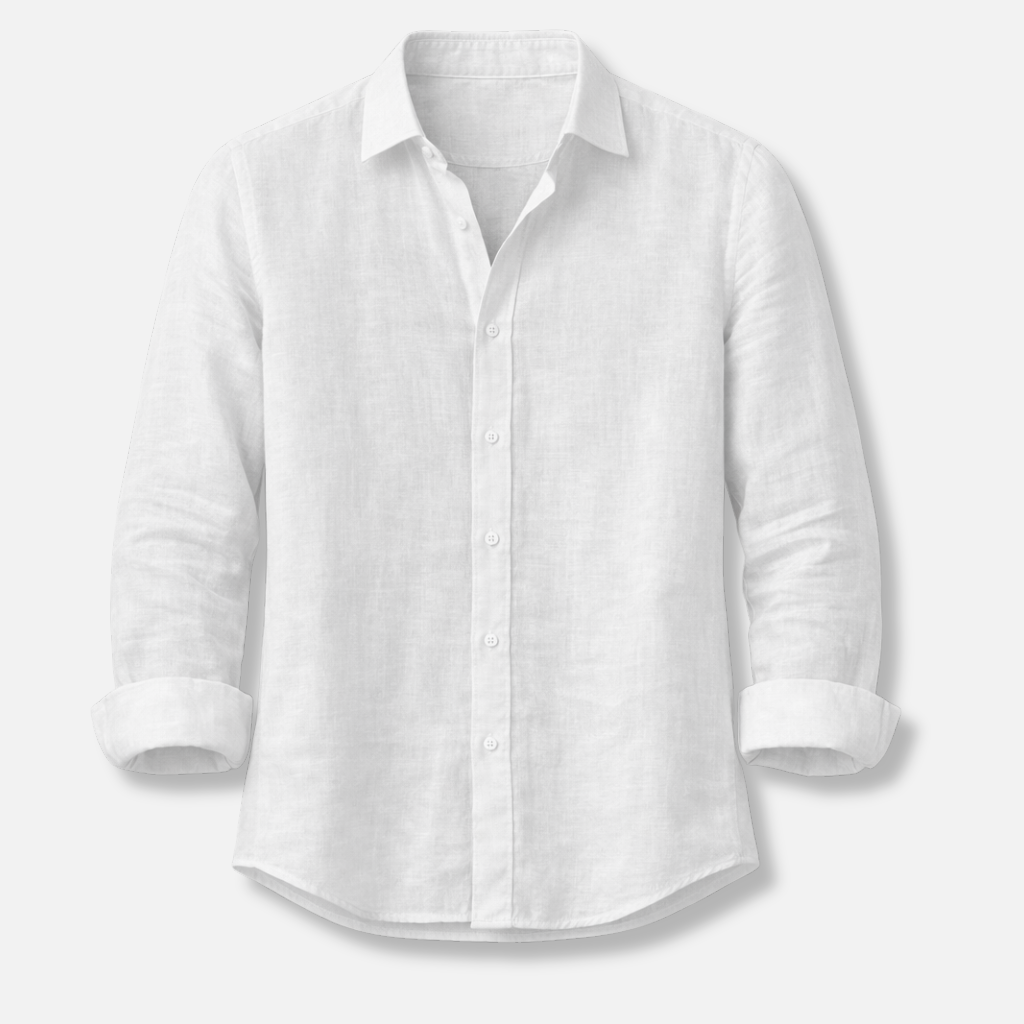 Men's Linen Summer Button-Down Shirt with Roll-Up Sleeves-The Yellow Prime