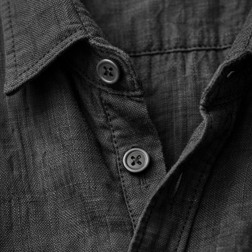 Men's Linen Summer Button-Down Shirt with Roll-Up Sleeves-The Yellow Prime