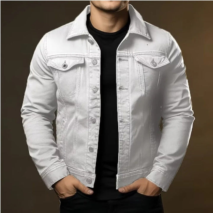 Men's Denim Jacket with Flap Chest Pockets for Stylish Comfort