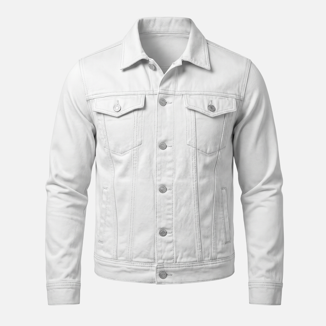 Men's Denim Jacket with Flap Chest Pockets for Stylish Comfort