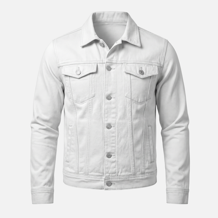 Men's Denim Jacket with Flap Chest Pockets for Stylish Comfort