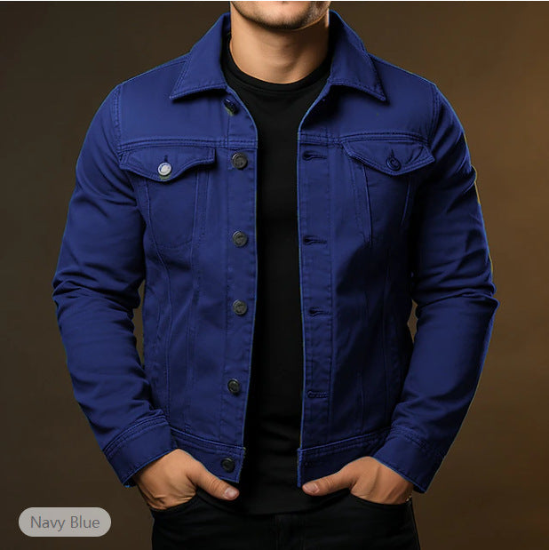 Men's Denim Jacket with Flap Chest Pockets for Stylish Comfort