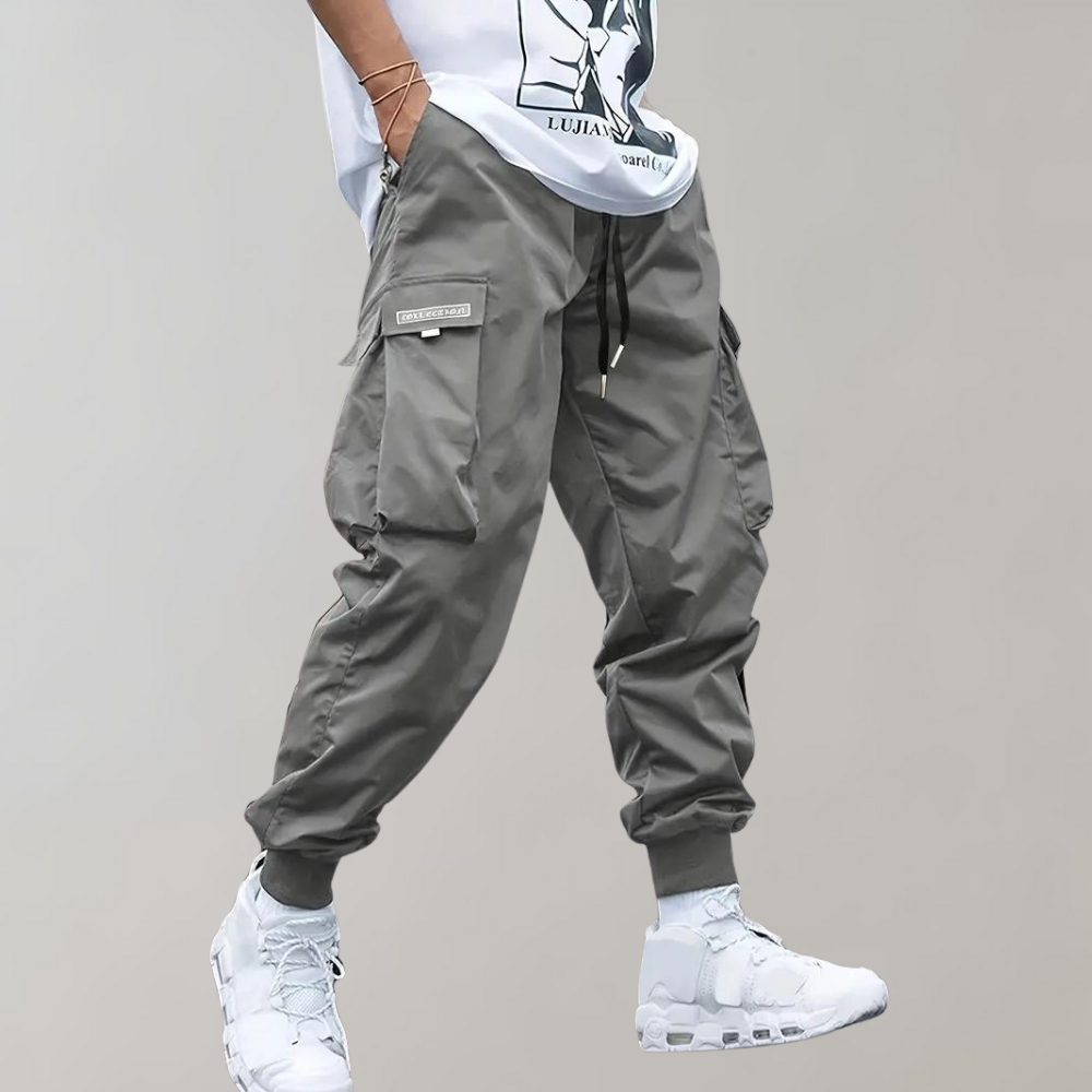 Men's Relaxed Fit Black Cargo Pants, Breathable Casual Trousers-The Yellow Prime