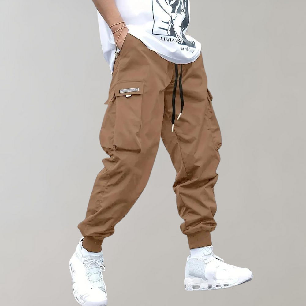 Men's Relaxed Fit Black Cargo Pants, Breathable Casual Trousers-The Yellow Prime
