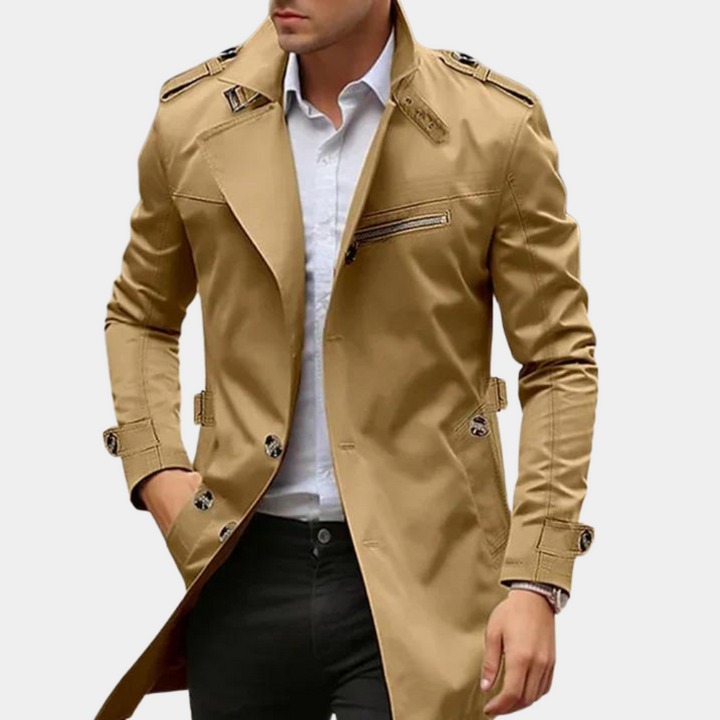 Men's Slim Fit Double-Breasted Trench Coat