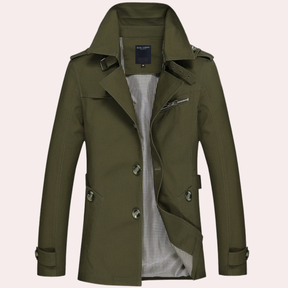 Men's Slim Fit Double-Breasted Trench Coat