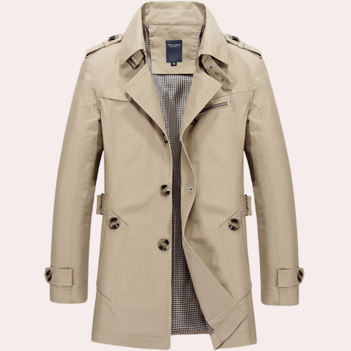 Men's Slim Fit Double-Breasted Trench Coat