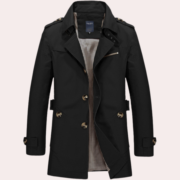 Men's Slim Fit Double-Breasted Trench Coat