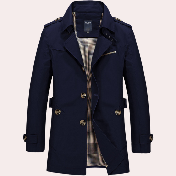 Men's Slim Fit Double-Breasted Trench Coat