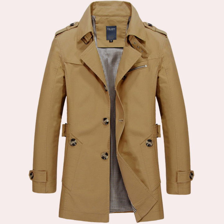 Men's Slim Fit Double-Breasted Trench Coat