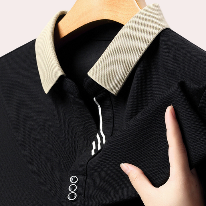 Men's Comfortable Long Sleeve Polo Shirt, Classic Collar, Regular Fit-The Yellow Prime