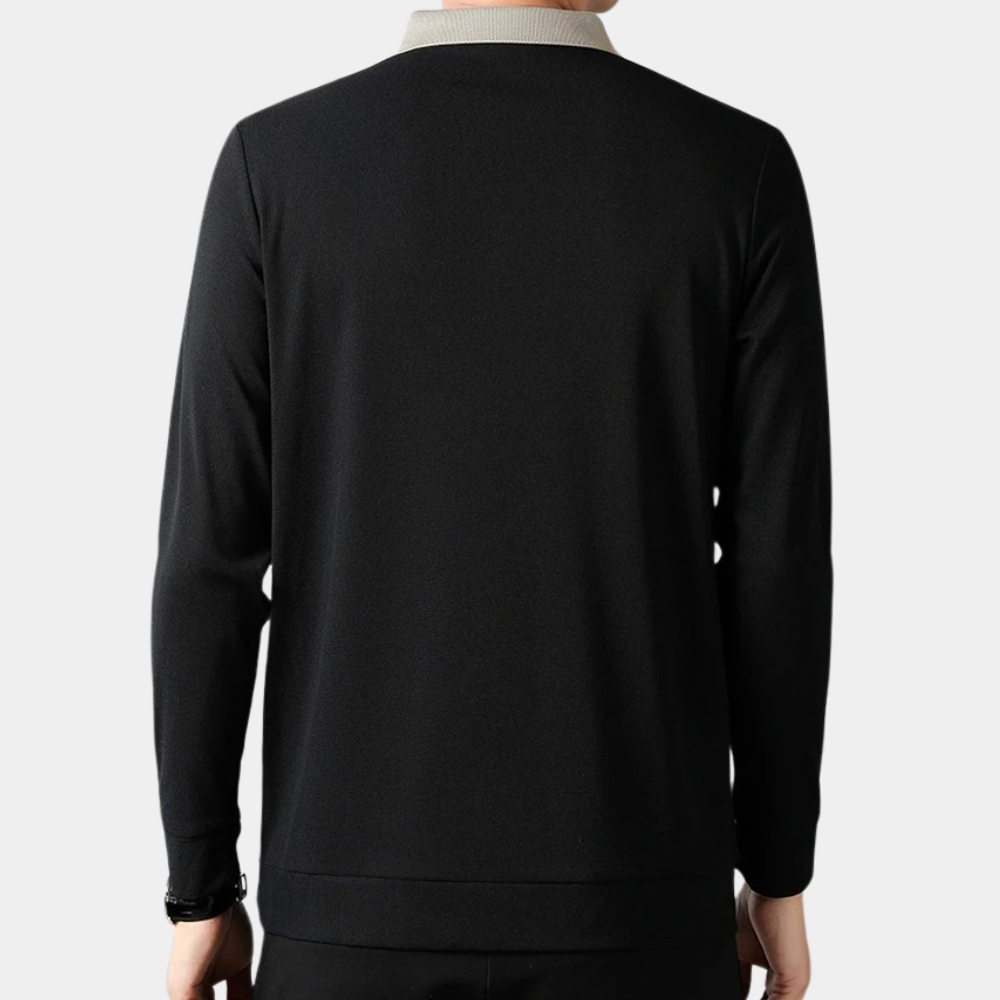 Men's Comfortable Long Sleeve Polo Shirt, Classic Collar, Regular Fit-The Yellow Prime