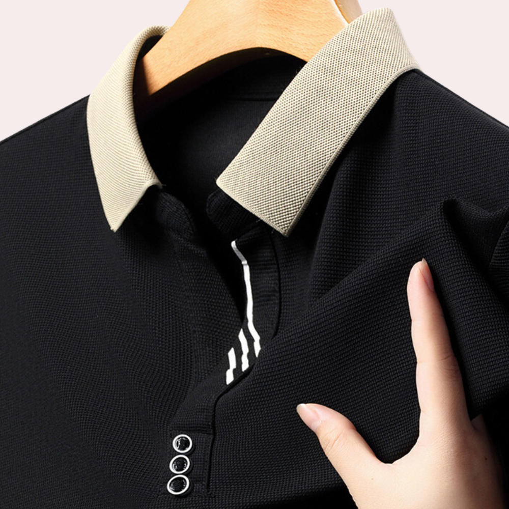 Men's Comfortable Long Sleeve Polo Shirt, Classic Collar, Regular Fit-The Yellow Prime