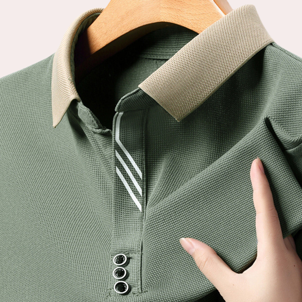 Men's Comfortable Long Sleeve Polo Shirt, Classic Collar, Regular Fit-The Yellow Prime