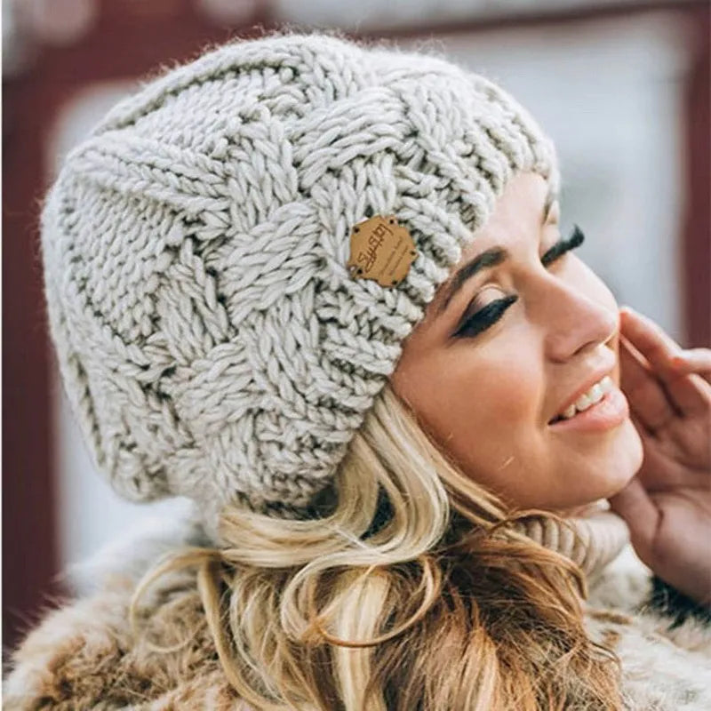 Women's Soft Knitted Beanie with Cable Knit Design-The Yellow Prime