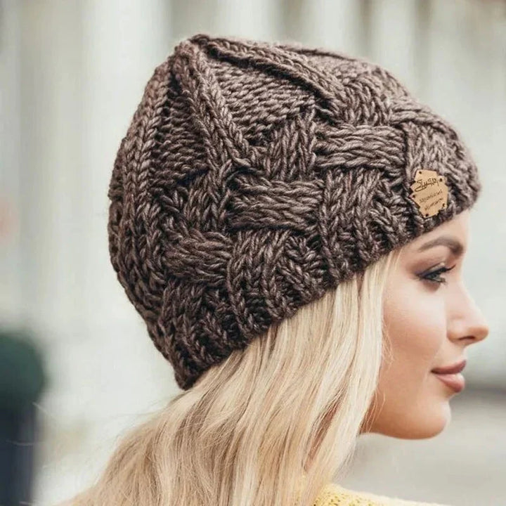 Women's Soft Knitted Beanie with Cable Knit Design-The Yellow Prime