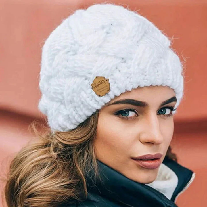 Women's Soft Knitted Beanie with Cable Knit Design-The Yellow Prime