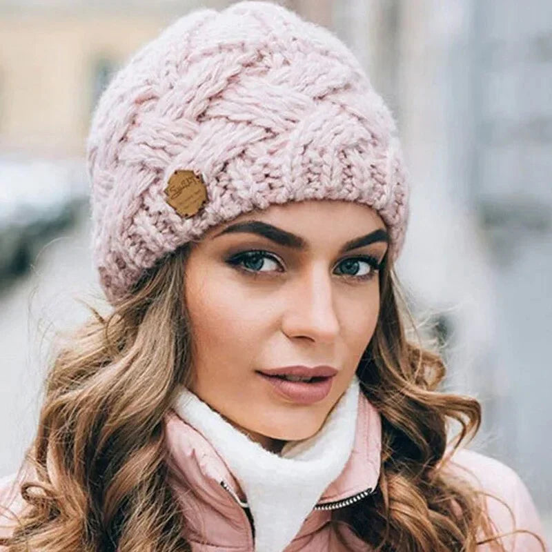 Women's Soft Wool Cable Knit Slouchy Beanie-The Yellow Prime