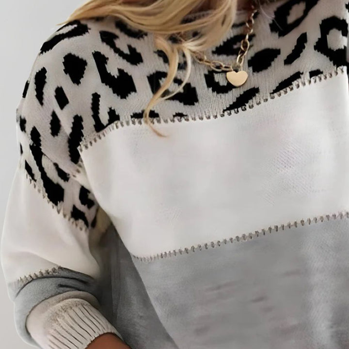 Women's Leopard Print Casual Sweater-The Yellow Prime