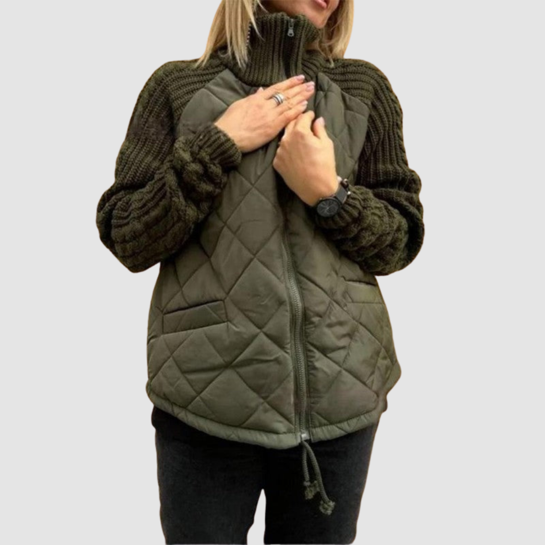 Carina | Women's Wool Patchwork Down Jacket-The Yellow Prime