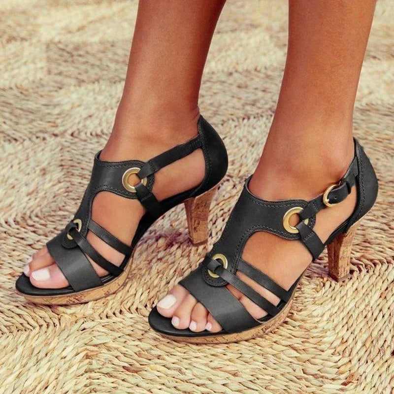 Carissa | Women's Structured Ankle Strap Sandals-The Yellow Prime