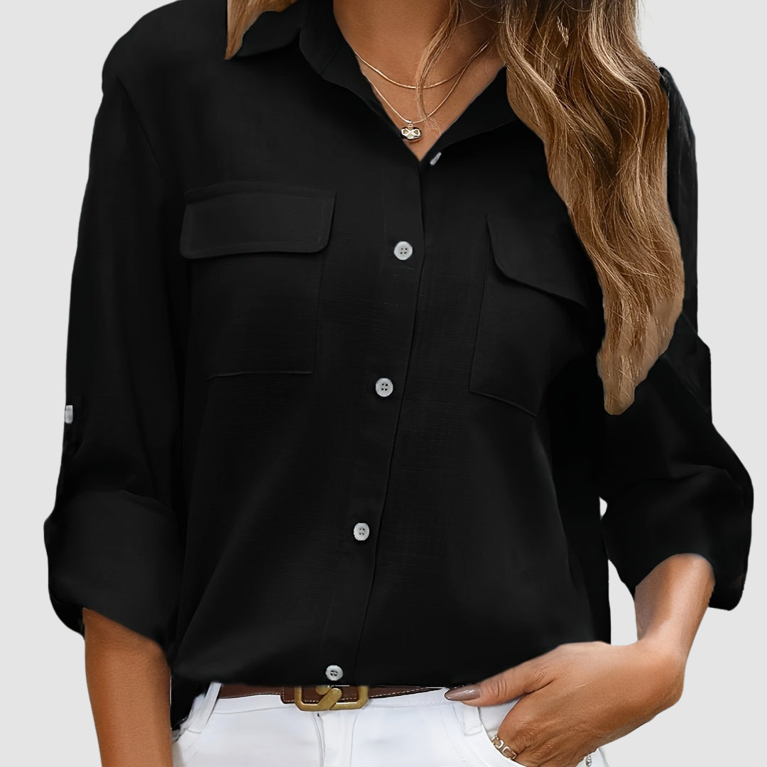 Celest | Women's Elegant Pocket Blouse-The Yellow Prime
