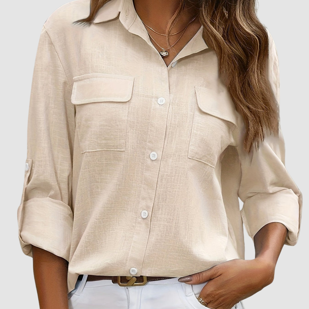 Celest | Women's Elegant Pocket Blouse-The Yellow Prime