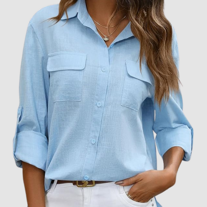 Celest | Women's Elegant Pocket Blouse-The Yellow Prime