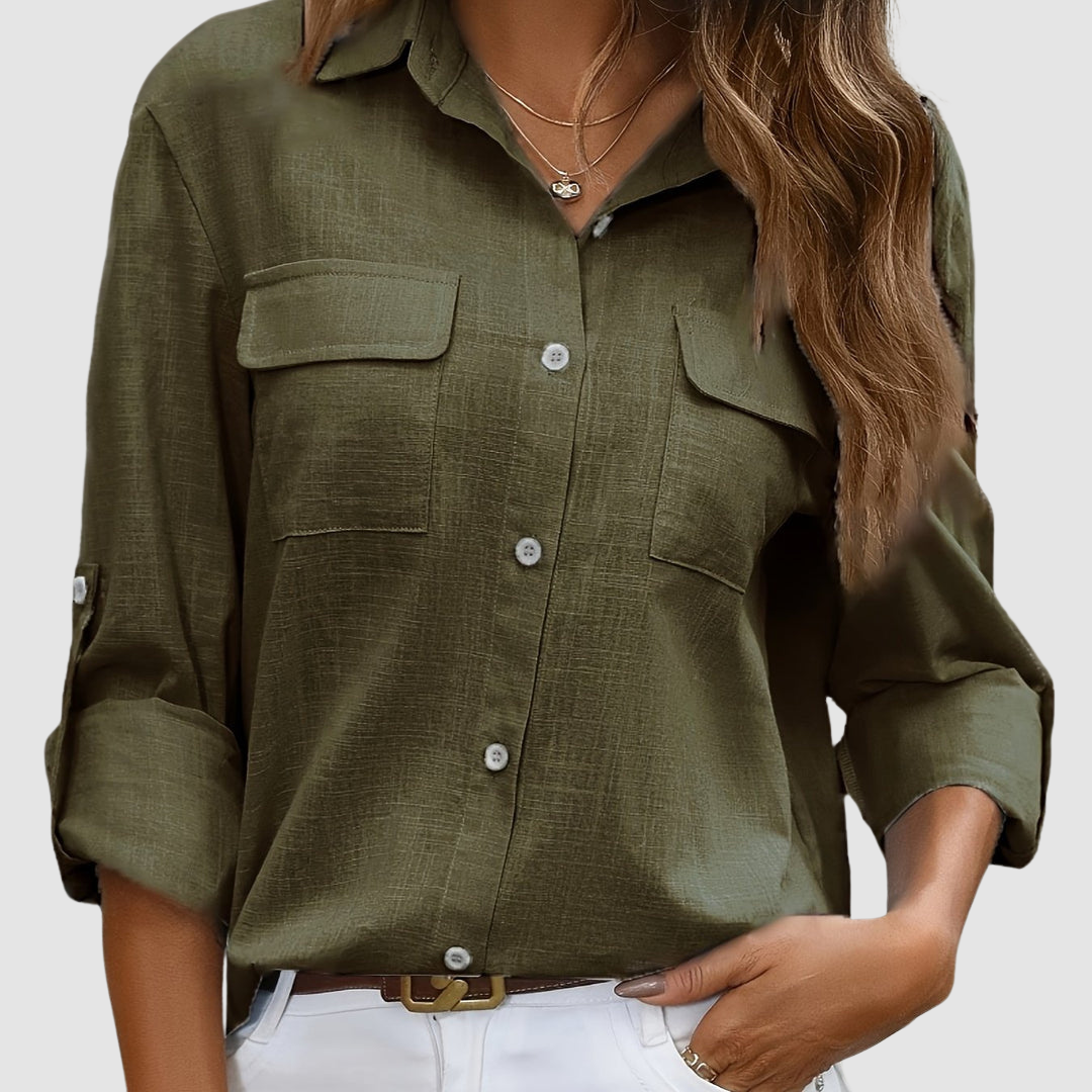 Celest | Women's Elegant Pocket Blouse-The Yellow Prime