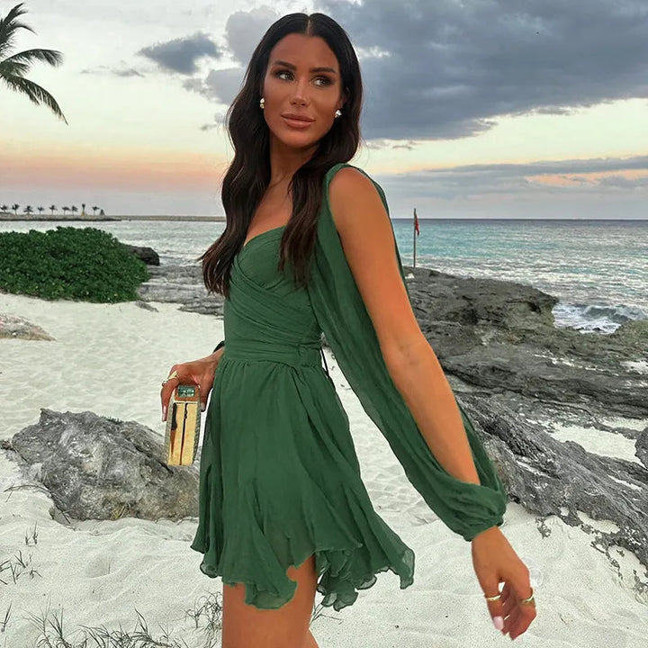 Emily | Women's Mini Summer Dress with Puff Sleeves-The Yellow Prime
