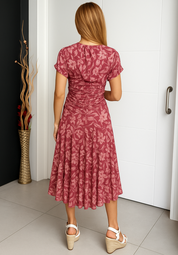 Thea | Women's Floral Wrap Midi Dress for Elegant Style-The Yellow Prime