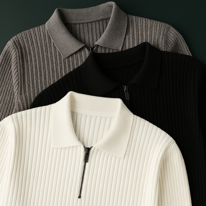 Lucas | Men's Cotton Ribbed Quarter-Zip Sweater